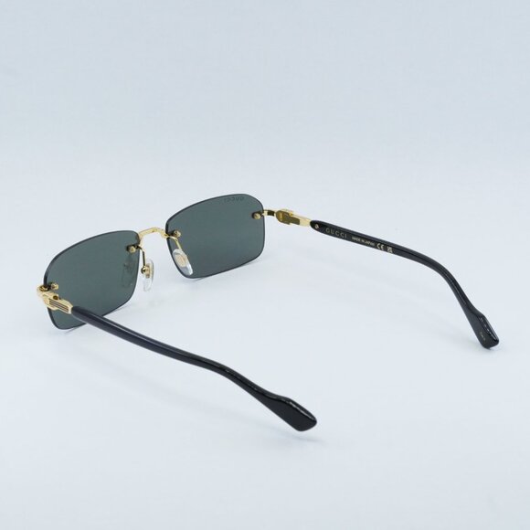 Gucci GG1221S 001 Sunglasses Gold/Black Rectangle Frame, Grey Lenses main image 14